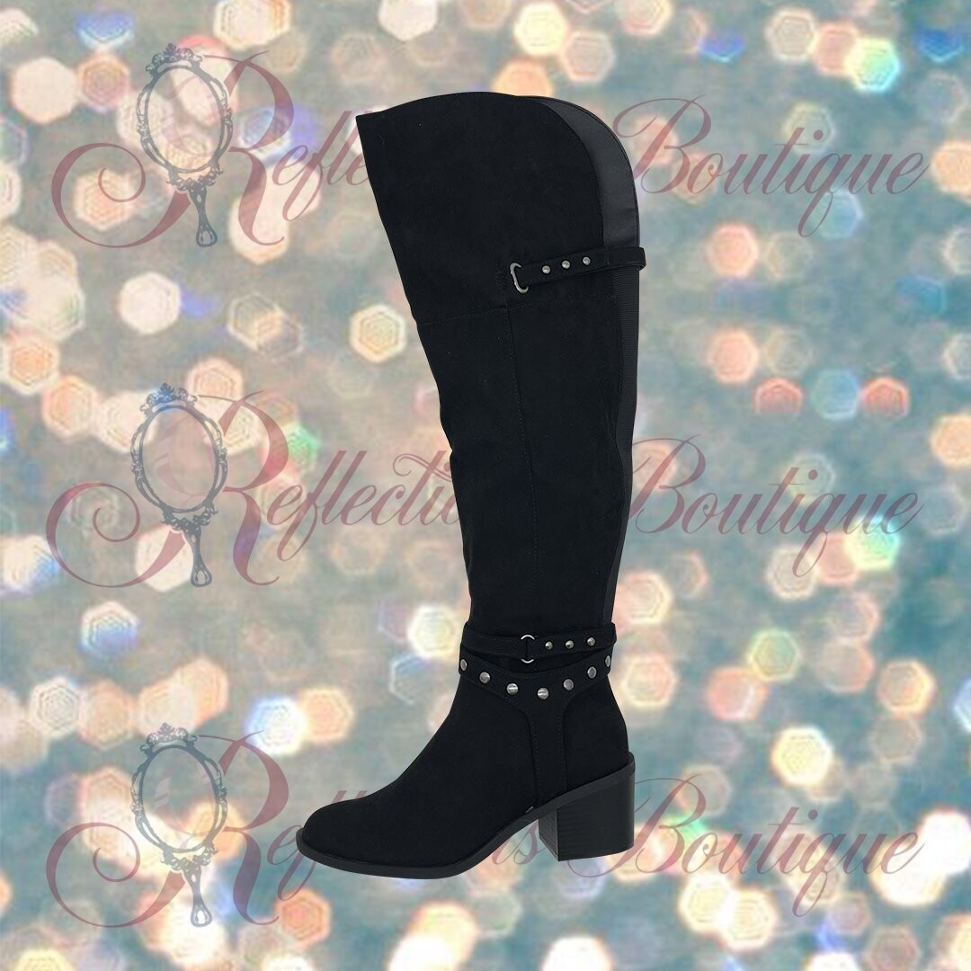 Madaline Black Sparkle Tall Boot