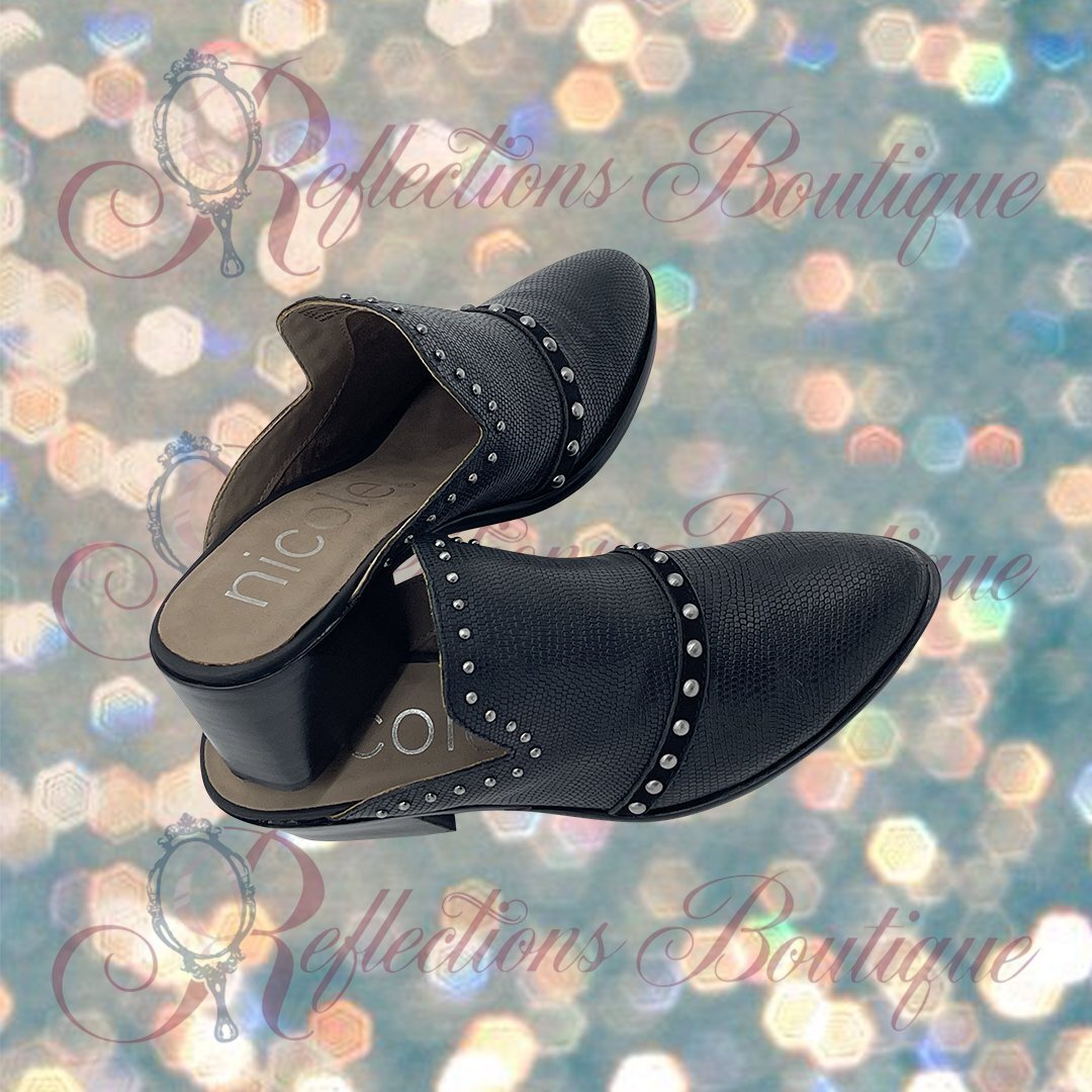 Nicole Black Studded Mule