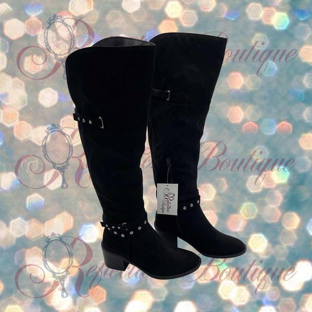 Madaline Black Sparkle Tall Boot
