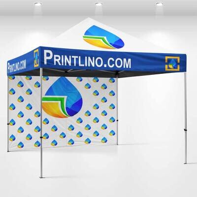 Custom Event Tent 10x10ft Package B with roof and aluminum frame and 1x full wall