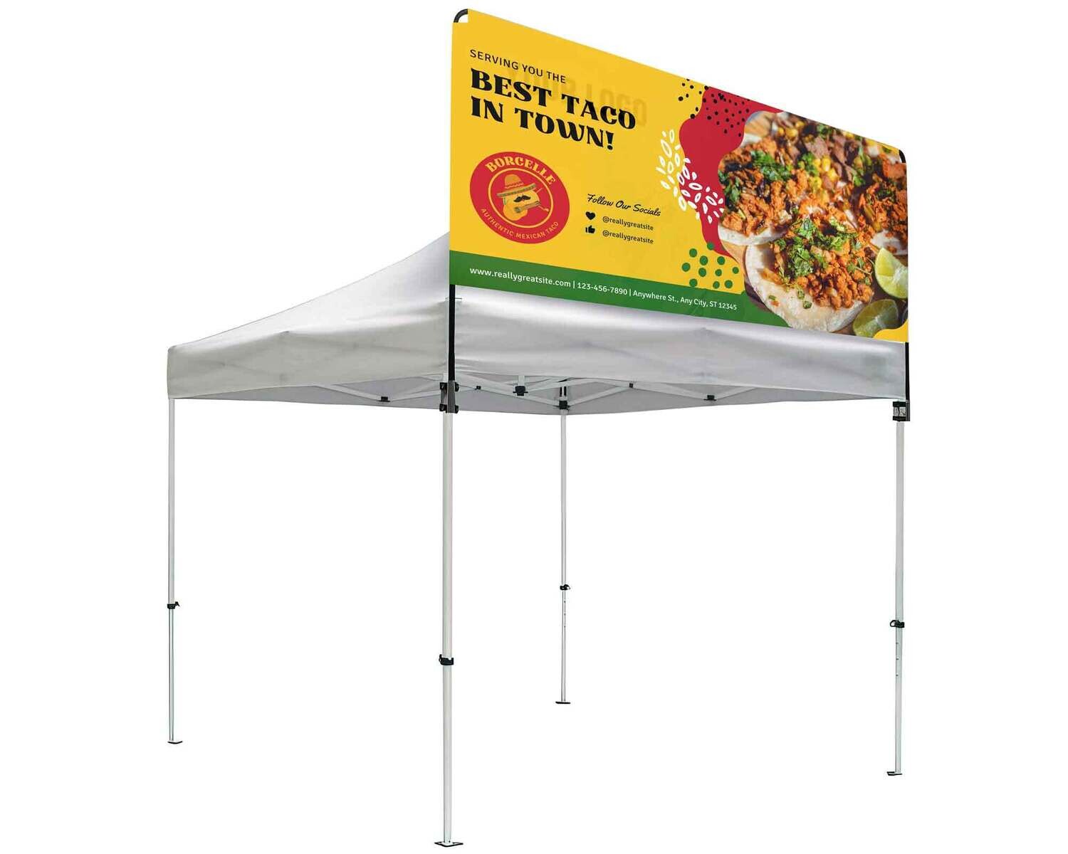 Tent Billboard Banner 10ft Tent (117x36 inch), Product options: Print with tent frame hardware set (2x clamps and pole)