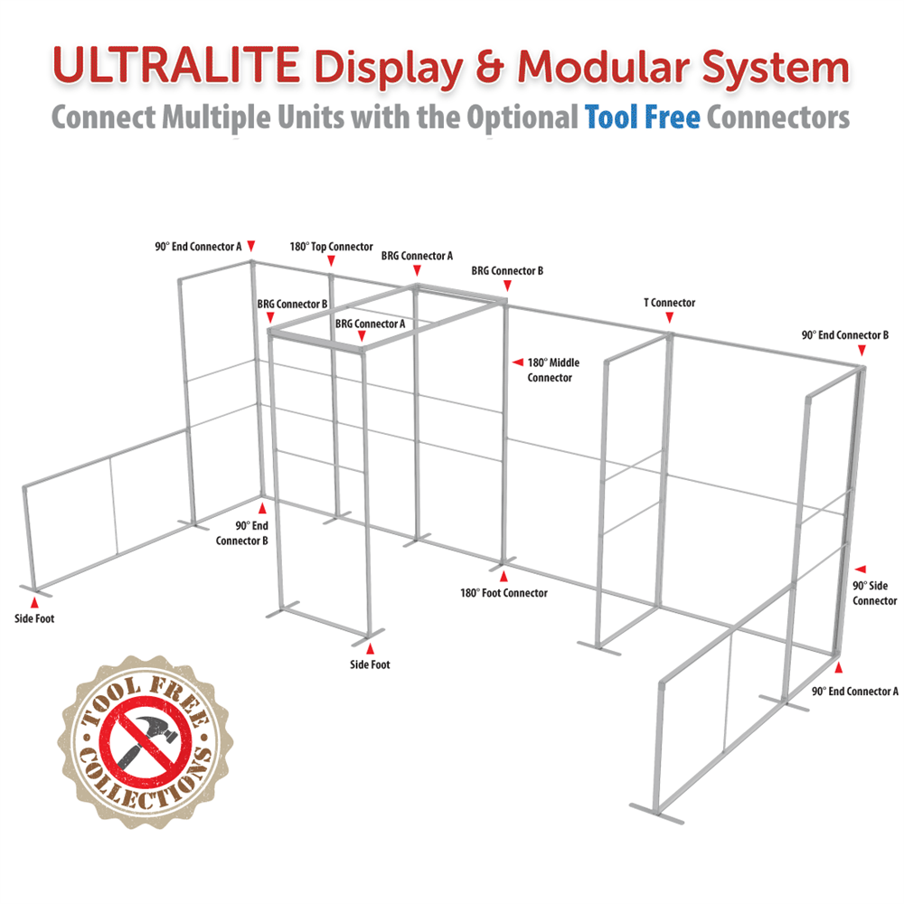 Backdrop Package with promotion counter 60x90 inch (SEG 5x7.5ft) freestanding display