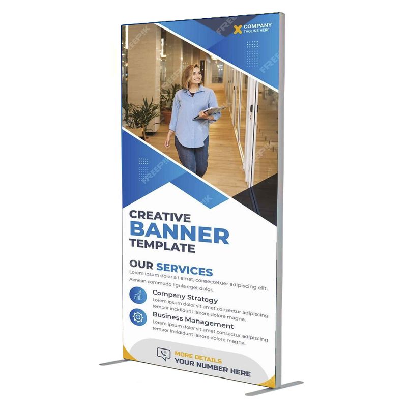 Backdrop 48x90 inch (SEG 4x7.5ft) freestanding display, optional double-sided print