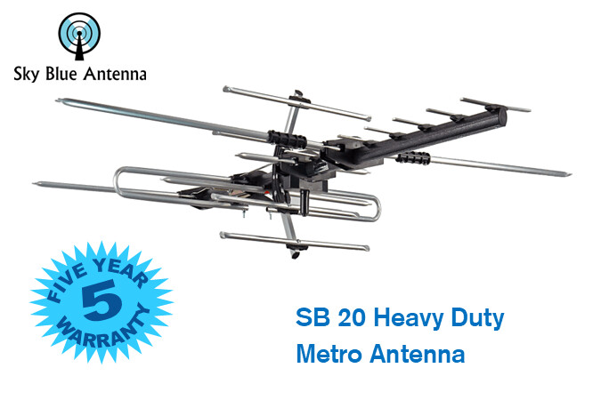 Sky Blue Antenna SB20 Hi-VHF/UHF HD antenna, channels 7-69, 49" boom w. FREE Pre-Amplifier Offer*