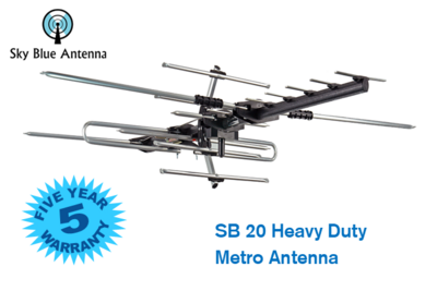 Sky Blue SB-20 Uhf/Vhf Mid-Range Antenna with FREE SB-51 Pre-Amplifier