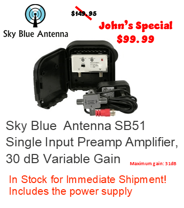 Sky Blue Antenna SB24 w- Installation  Hi-VHF/UHF HD Antenna, ch 7-69, 5 Year Warranty w. FREE Pre-Amplifier Offer*