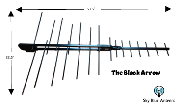 Sky Blue BA200 Black Arrow Antenna, Receives Hi-VHF/UHF, Channels 7-505 Year Warranty w. FREE SB 51 Pre-Amplifier Offer*