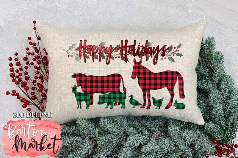 Happy Holidays Pillow Cover