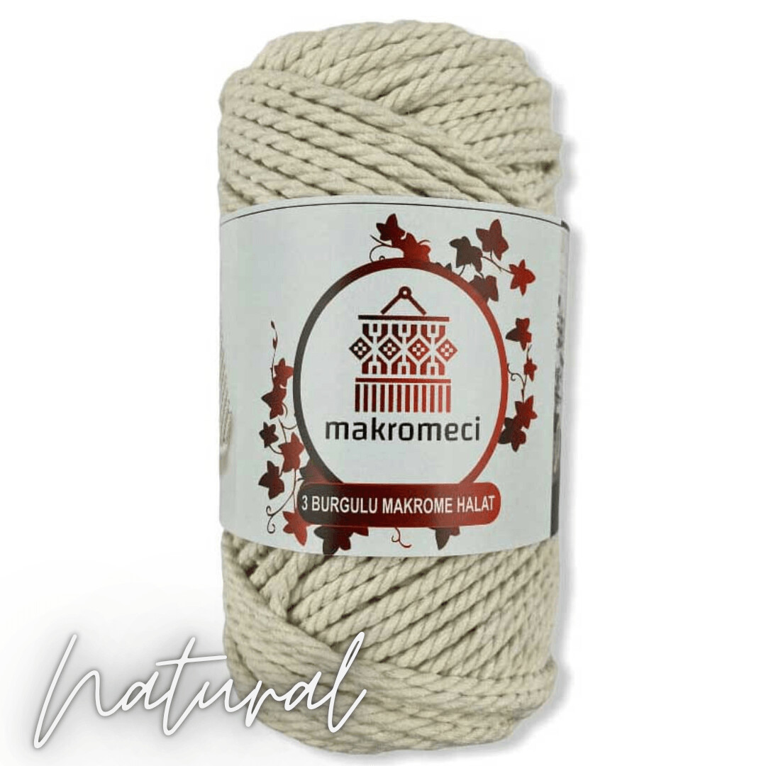 3mm, 3 PLY twisted, Color: Natural