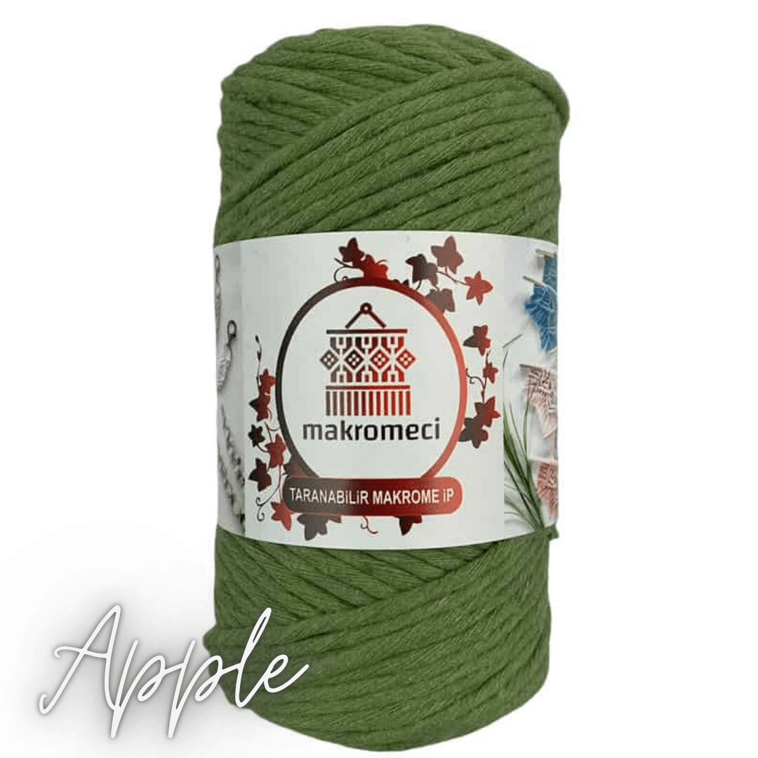 3mm, Single Twisted, Color: Apple Green