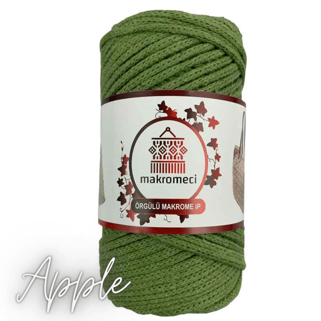 3mm, Braided, Color: Apple Green