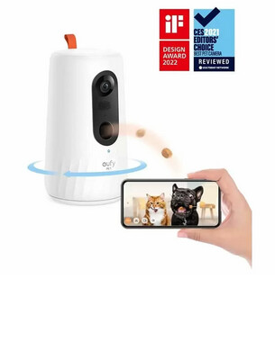 EUFY - PET CAMERA FOR DOGS / CATS / PET MONITORING W/ 360° VIEW W/ TREAT DISPENSER