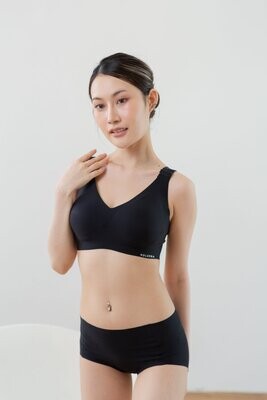 Full Support Seamless Wireless Bra With Adjustable Strap #Black