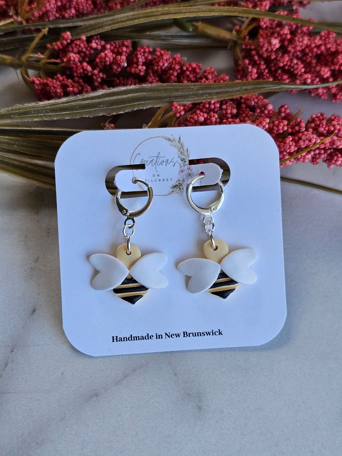 Bumble Bee on Huggie Hoops 🐝 ( Silver and Gold options)