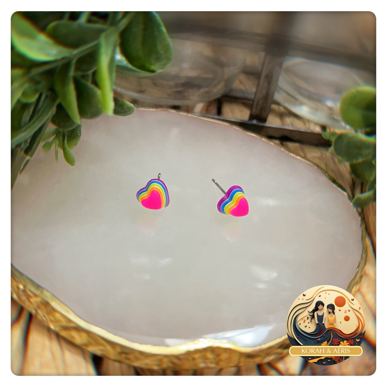 Neon Rainbow 🌈 Heart Stud