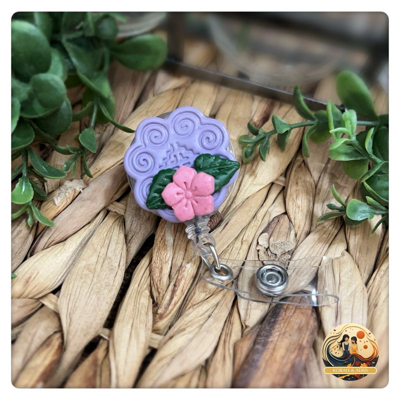 Qwj Flower (Badge Reel) Polymer Clay