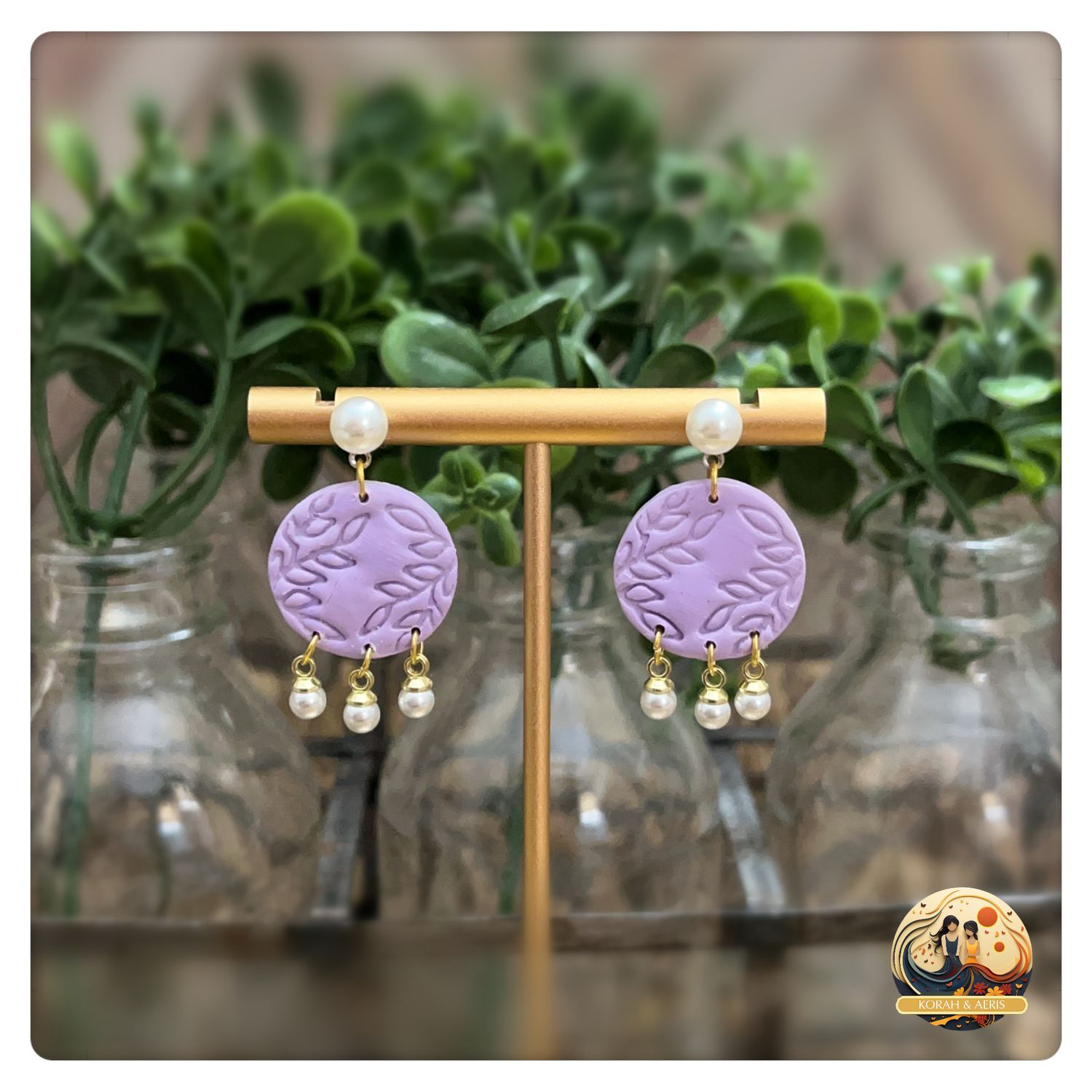 Lavender &amp; Pearls (Polymer Clay)