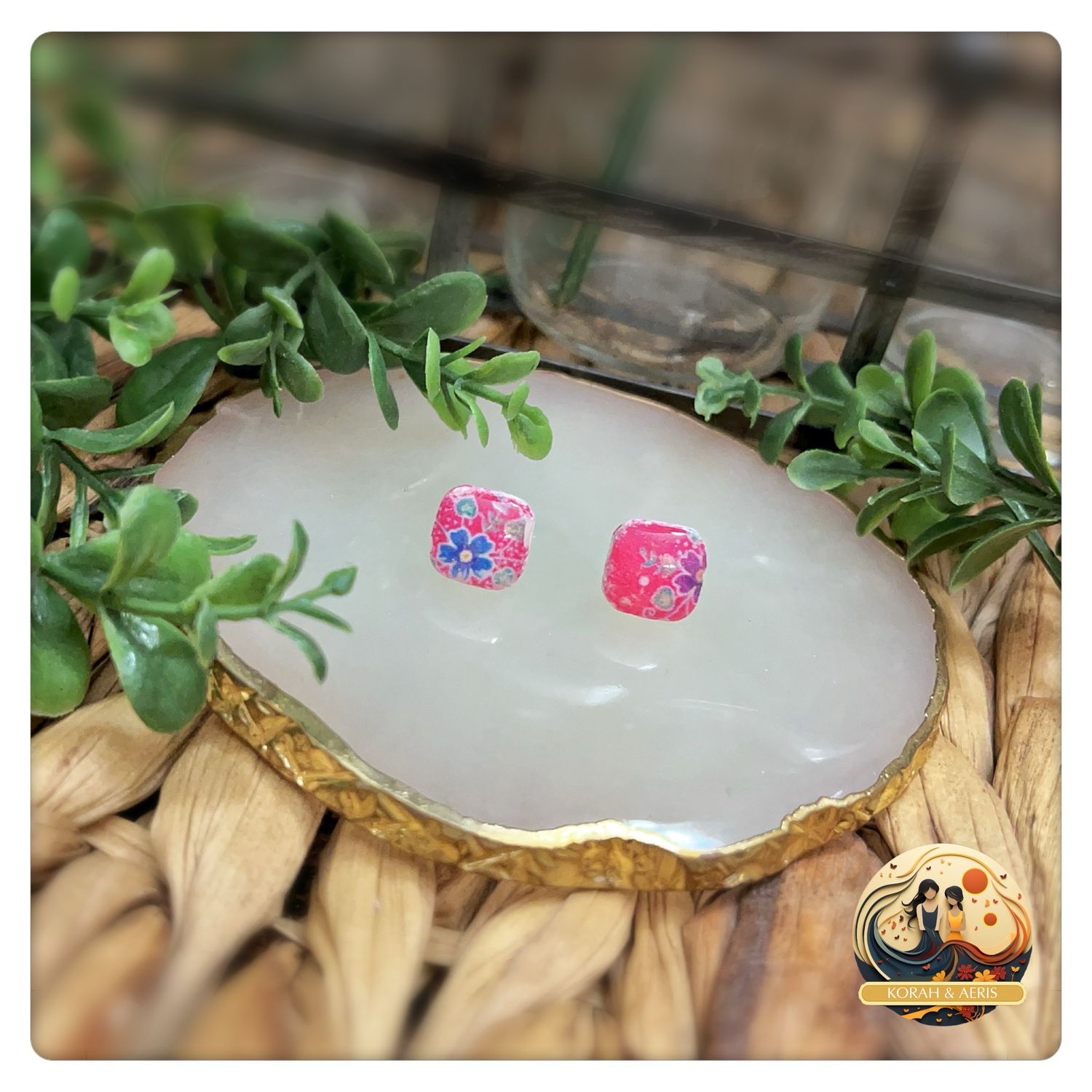 Floral Clay Studs (Polymer Clay-Hmong Inspired)