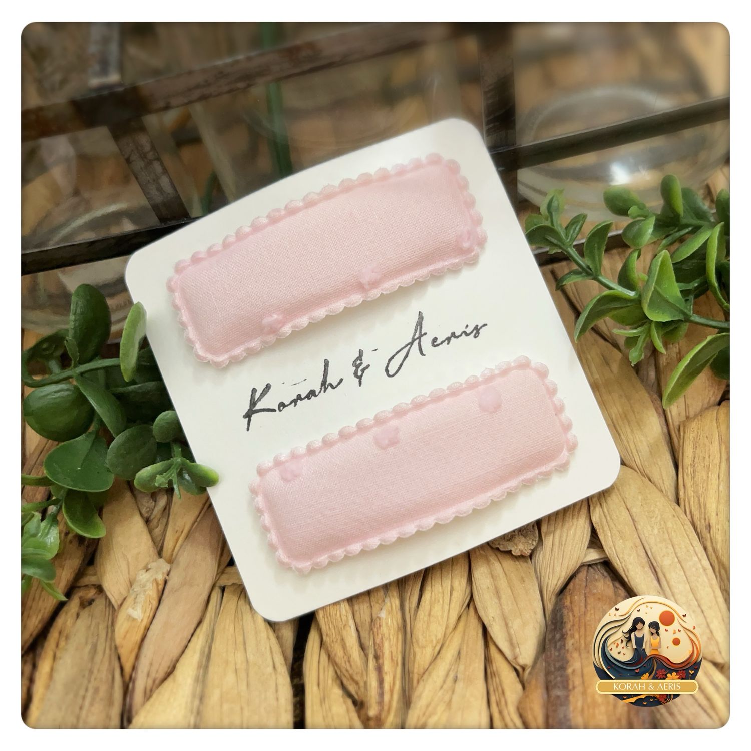 Pink Fabric Snap Clips (2pcs)
