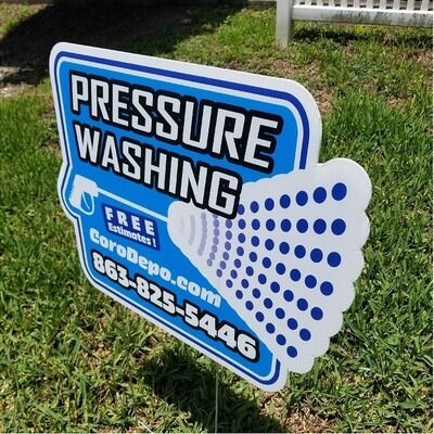 QTY 12 - 18 x 24 Yard Signs / DIE CUT / DRY ERASE / 2 SIDE / HD STAKES