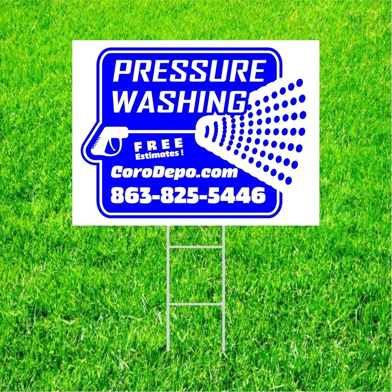 100 One Color Screen Printed Yard Signs Pressure Washing Signs