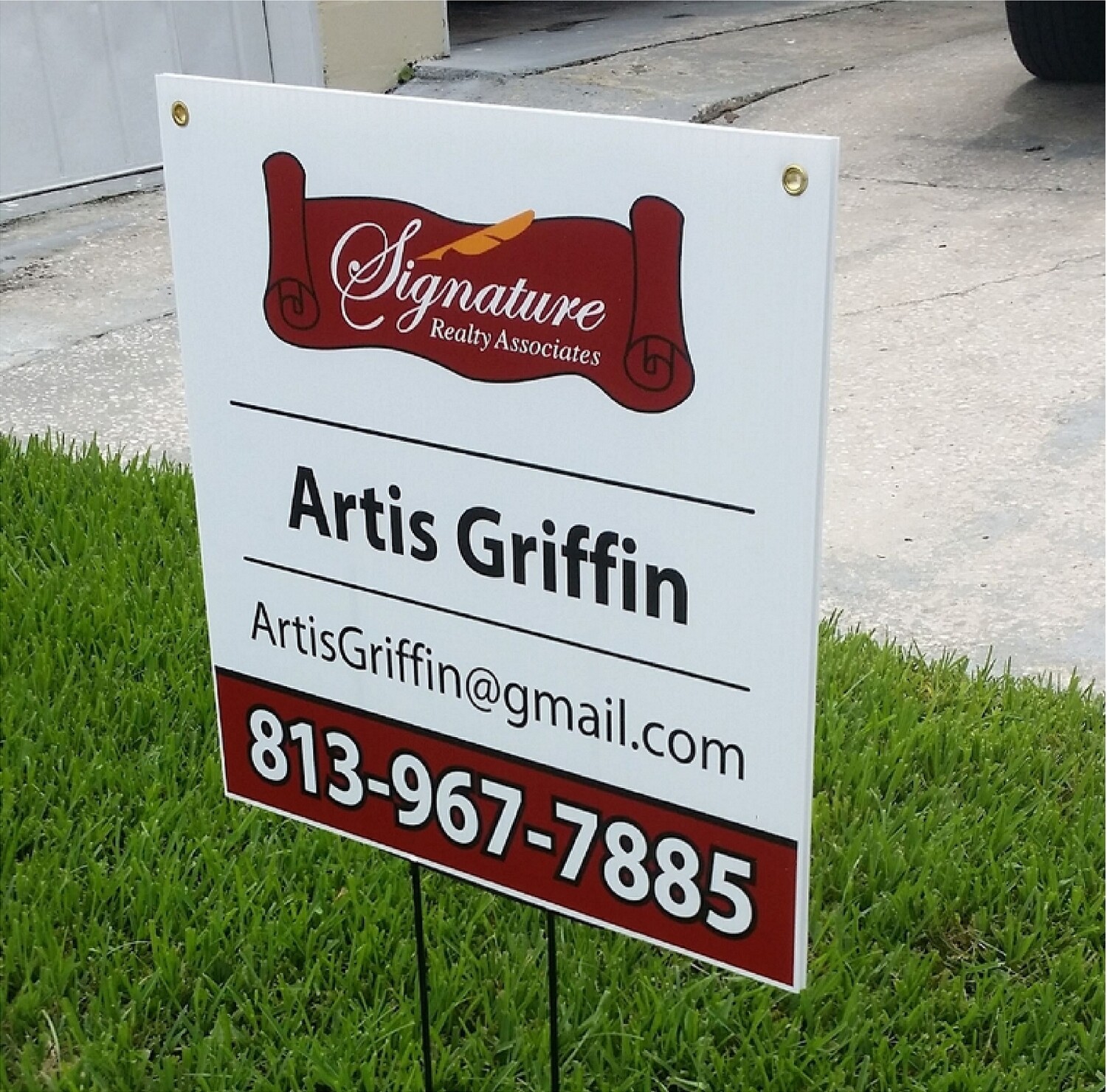 24 x 24 Hanging Real Estate Sign / GROMMETS / 2 SIDE / 10MM CORO