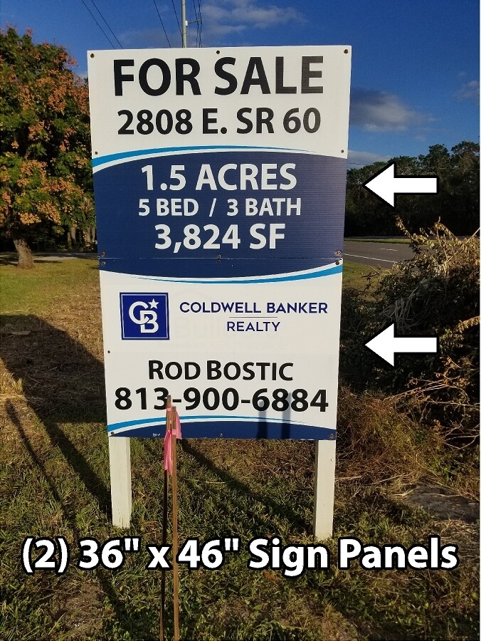 12 x 46 Commercial Real Estate Sign Rider / 1 SIDE / 10MM CORO