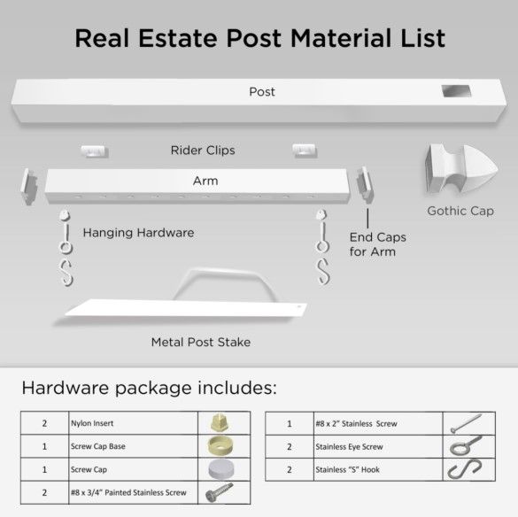 REAL ESTATE SIGN POSTS / 6&#39; x 40&quot; / With 24 x 24 SIGN