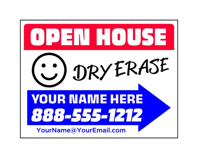 Real Estate Open House Signs / With HD Stake / 18 x 24 Dry Erase Signs / 2 Sides / FREE SHIPPING