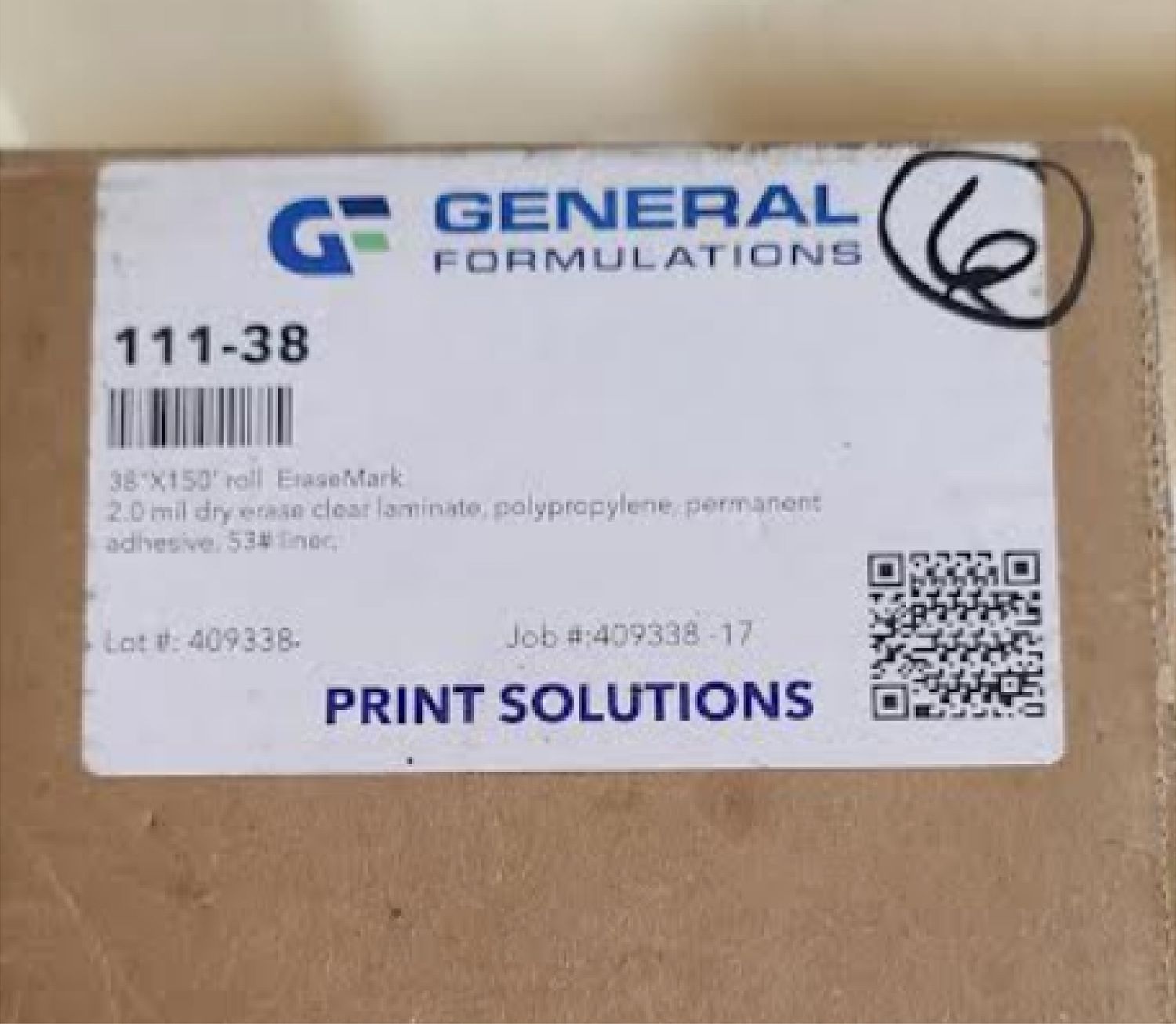 DRY ERASE LAMINATE / General Formulations 111 - 23&quot; x 38&quot; Piece / Free Shipping