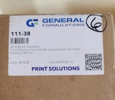 DRY ERASE LAMINATE / General Formulations 111 - 23&quot; x 38&quot; Piece / Free Shipping