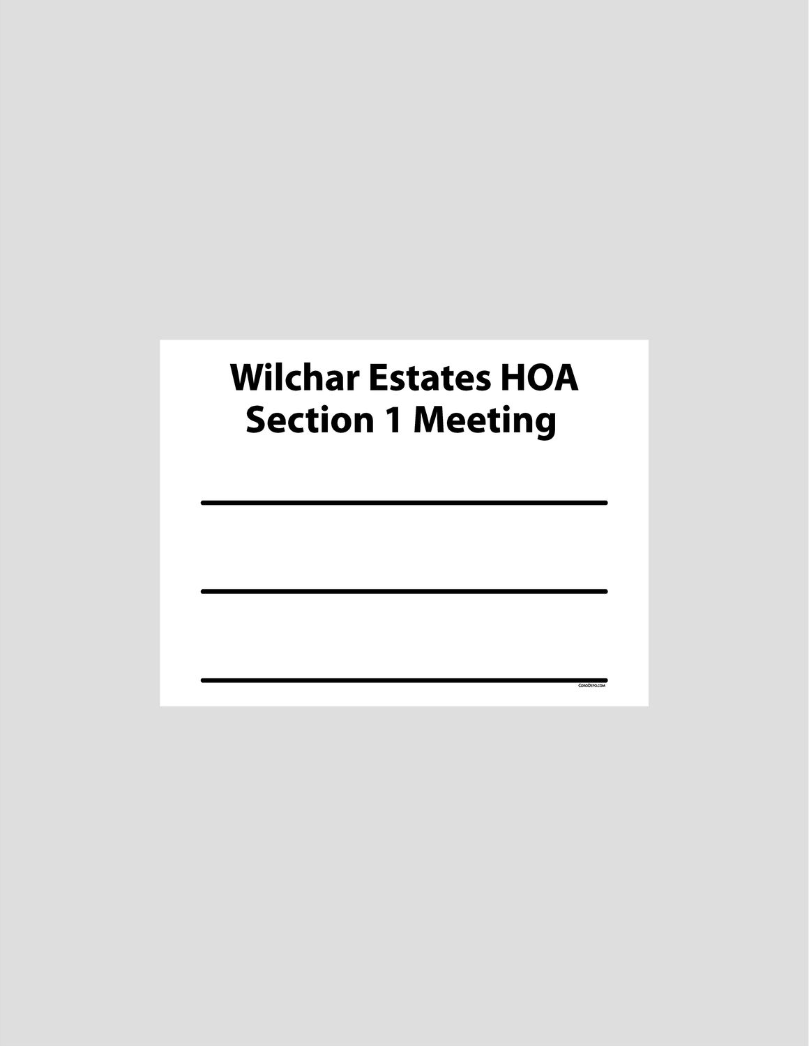 CUSTOM HEADER ON HOA MEETING SIGNS