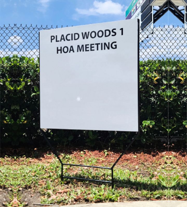 CUSTOM 24 X 24 HOA DRY ERASE SIGN 1 SIDE