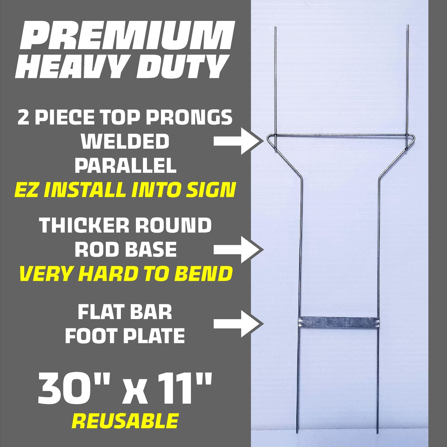HEAVY DUTY YARD SIGN STAKES - 30 x 11 MULTI WELD