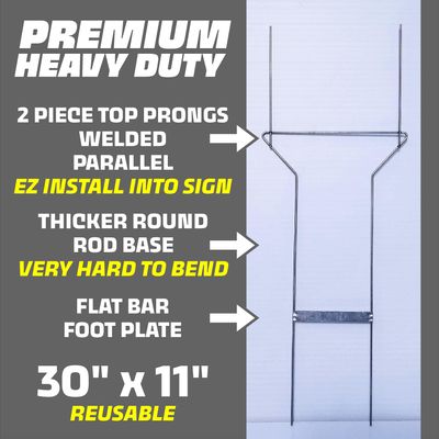 HEAVY DUTY YARD SIGN STAKES - 30 x 11 MULTI WELD