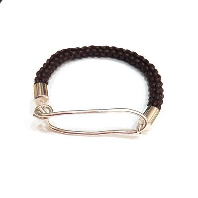 COLECCIÓN HOMBRE. Pulsera piel negra trenzada y plata