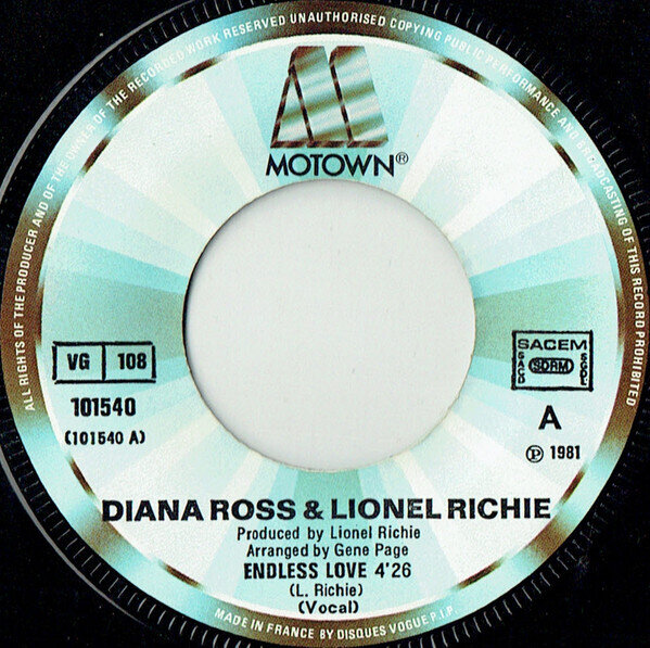 7": Diana Ross & Lionel Richie — Endless Love (Un Amour Infini)