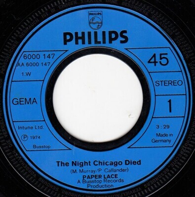 7": Paper Lace — The Night Chicago Died