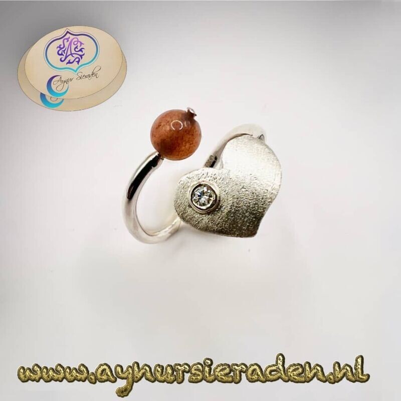 Hart ring met agaat
