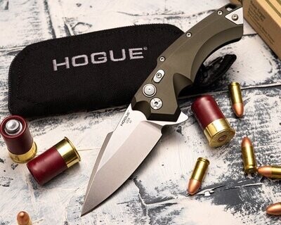 **Hogue Knives X5 ** Button Lock OD Green Spear Point CPM-154 Steel Blade Flipper Knife