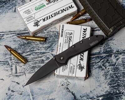 Kershaw Leek Black on Black 14C28N Sandvik stainless blade Assisted Opening Made in the USA.