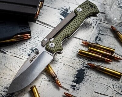 **Cold Steel AD-15 Scorpion Lock** 58SQ Knife S35VN Blade, 3D-machined G-10 scales OD Green