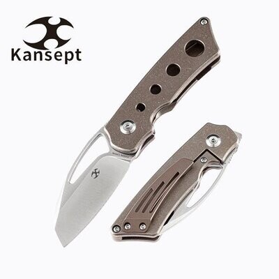 Kansept Knives Flipper Knife Goblin Bronze Titanium+B148 CPM-S35VN blade steel