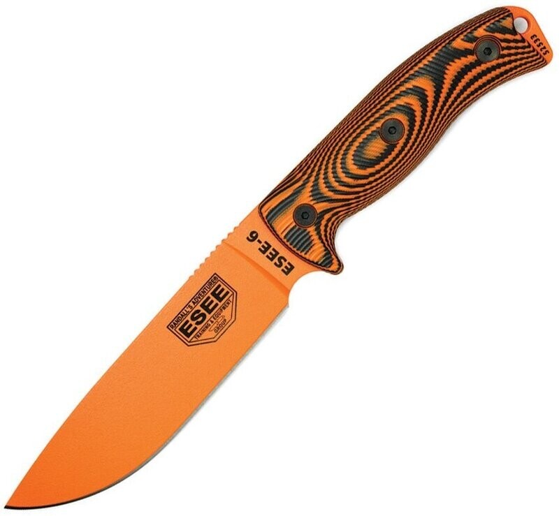 ESEE Knives model 6  Black and orange 3D machined G10 handle