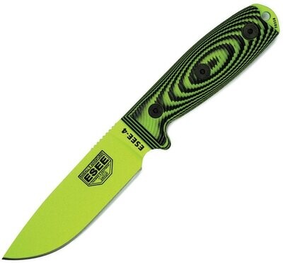 ESEE Knives Model 4 3D Fixed Blade Venom 1095HC steel blade. Black and green 3D machined G10 handle #Knife #Knives