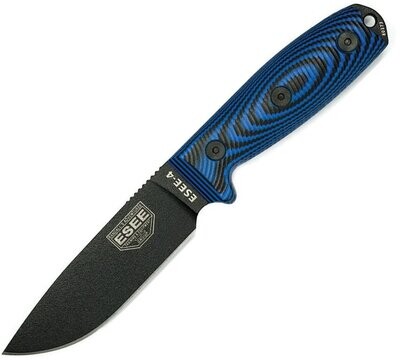 Model 4 3D Fixed Blade,1095HC steel blade. Black and blue 3D machined G10 handle #ESEEKnives