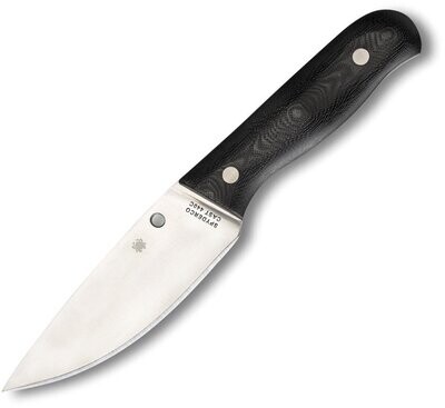 Spyderco Knives Serrta Fixed Blade Knife 440 stainless blade, Black G10 handle.