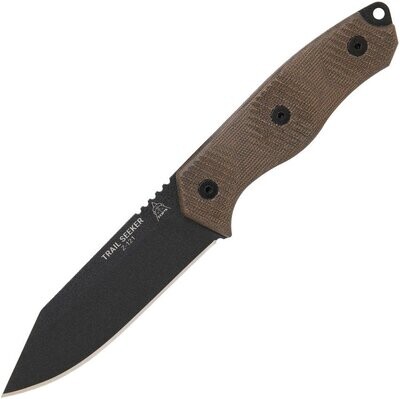 TOPS Knives Trail Seeker Fixed Blade Knife,1095HC steel blade, Green canvas micarta handle.