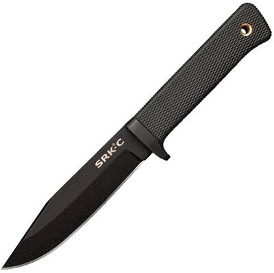 Cold Steel SRK Compact Fixed Blade Knife, black Tuff-Ex coated SK5 carbon steel clip point blade with Sheath CS49LCKD