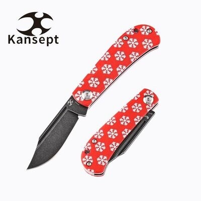 Copy of Slip Joint Bevy K2026SC Black TiCn Coated 154CM Snow Flake Print Red G10 Handle Christmas Limited Edition